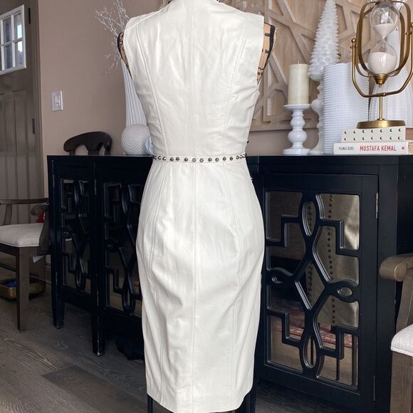 Bebe Ari White Studded Genuine Leather Dress - Picture 11 of 16